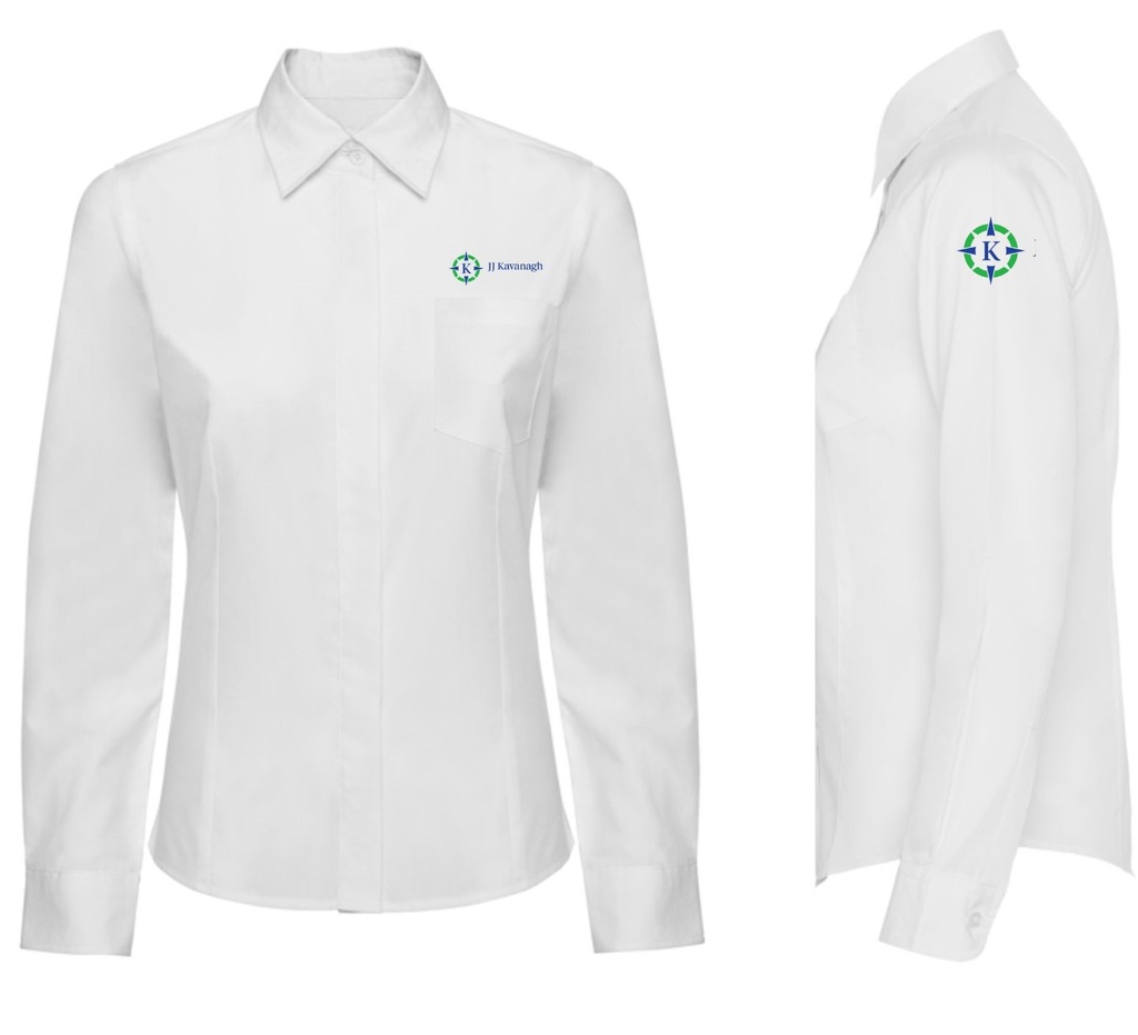 JJK Ladies collar shirt L/S White c / w logo