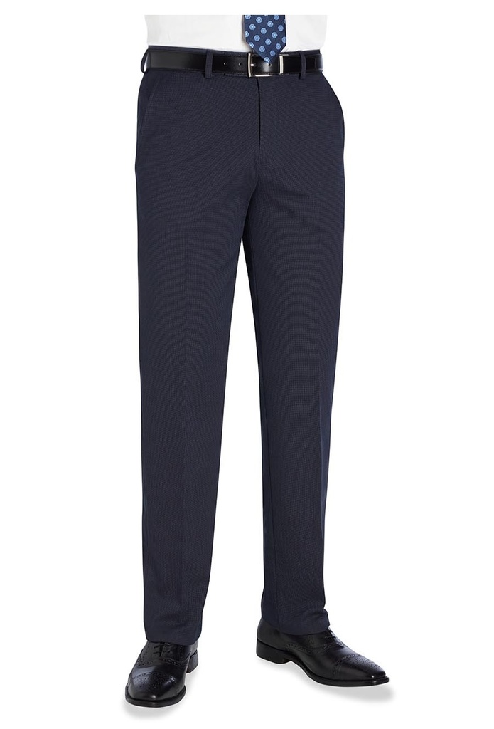 Menswear Trouser Navy Pin Dot- Flat Front Tailored Fit