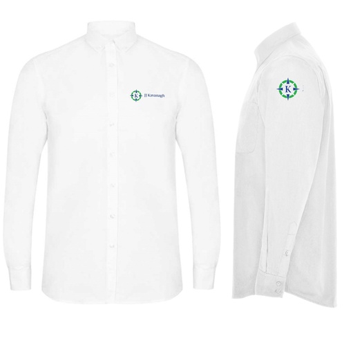 [UNI88007] JJK Gents Button-down collar shirt L/S White c / w logo
