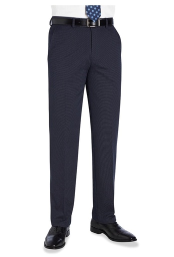 [UNI187] Menswear Trouser Navy Pin Dot- Flat Front Tailored Fit